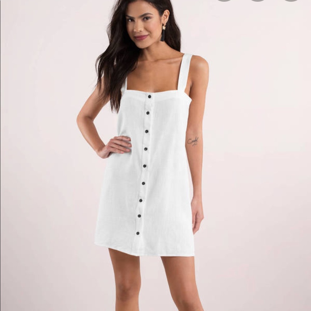 Linen button down white summer dress